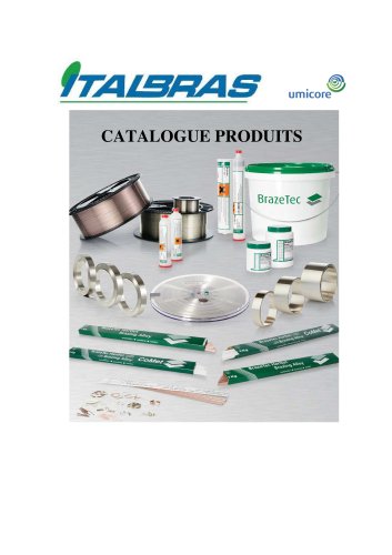 Italbras Catalogue Produits 2012 - Allianges pour Brasage