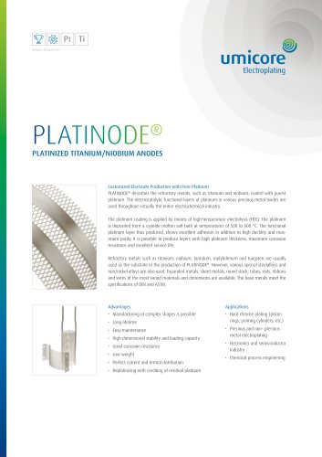 PLATINODE® PLATINIZED TITANIUM/NIOBIUM ANODES