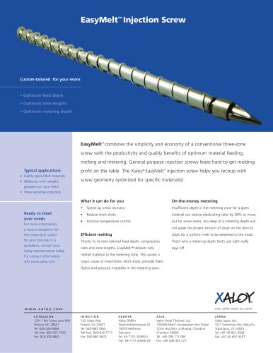 EasyMelt&#8482; injection molding screw