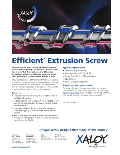 Efficient&#8482; Extrusion Screw