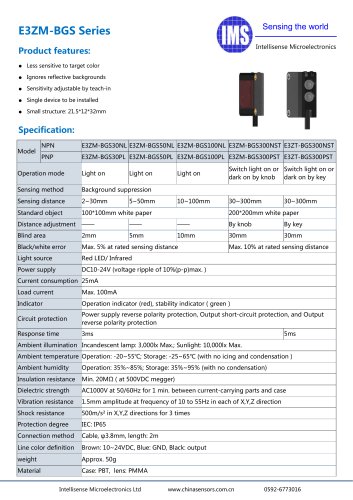 Background suppression sensor E3ZM-BGS E3ZT-BGS series