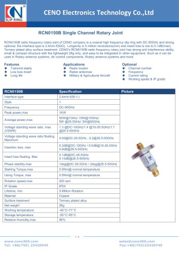 CENO 1 channel 50GHz high frequency rotary joint RCN0150B