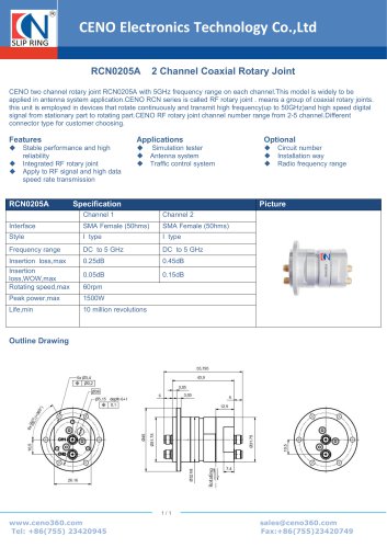 CENO 2 Channel Coaxial Rotary Joint RCN0205A