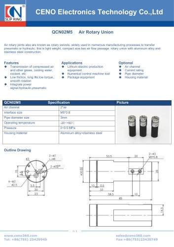 CENO 2 channel Pneumatic rotary union QCN02M5