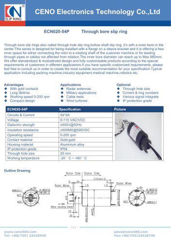 CENO 20mm hollow shaft rotary joint ECN020-54P