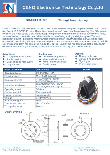 CENO 70mm through hole swivel ECN070-11P-06S