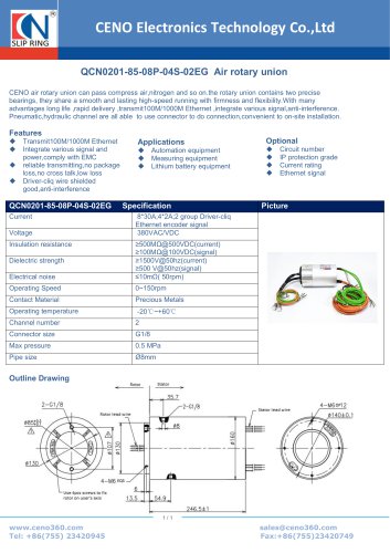 CENO Air rotary union integrate power slip ring QCN0201-85-08P-04S-02EG  