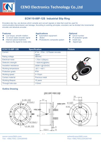 CENO Big Bore Industrial Slip Ring ECN110-08P-12S