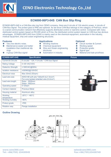 CENO CANBUS IP65 Slip ring ECN000-06P3-04S