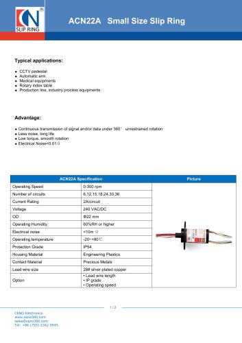 CENO Capsule Small Size Slip Ring ACN22A