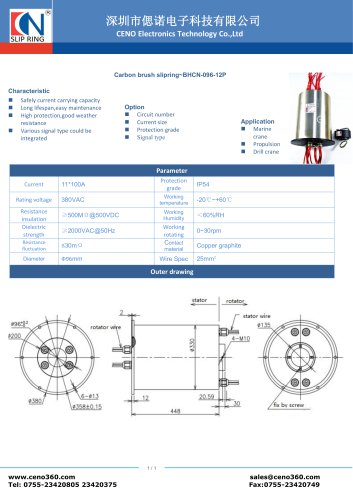 CENO Carbon brush slipring BHCN-096-12P