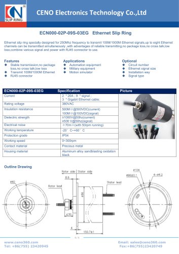 CENO Ethernet slip ring ECN000-02P-09S-03EG