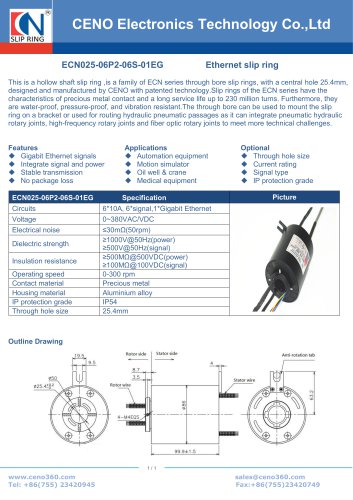 CENO Ethernet swivel 25.4mm bore ECN025-06P2-06S-01EG