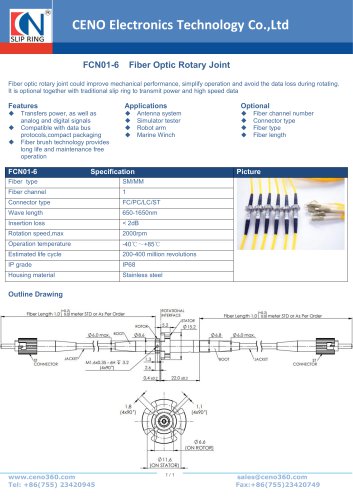 CENO Fiber optic rotary joint 6.8mm diameter FCN01-6