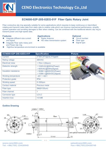 CENO Fiber Optic Rotary Joint ECN000-02P-20S-02EG-01F