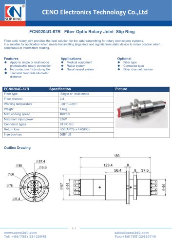 CENO Fiber optical rotary joint FCN0204G-67R