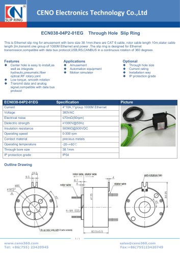 CENO Gigabit Ethernet slip ring ECN038-04P2-01EG