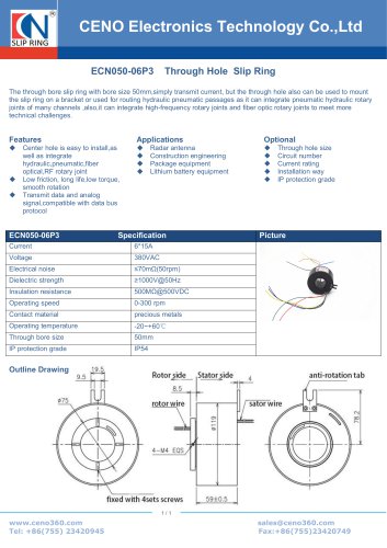 CENO Hollow shaft slip ring ECN050-06P3