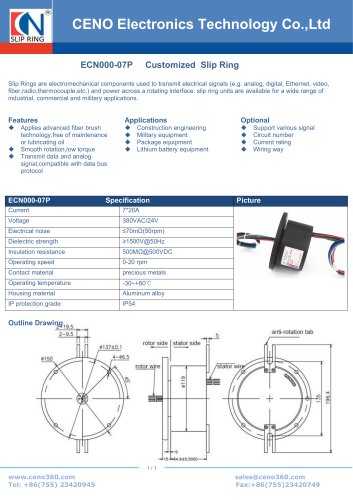 CENO hollow shaft slip ring with power channel ECN000-07P