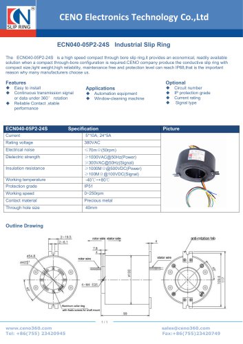 CENO  Industrial Slip Ring ECN040-05P2-24S