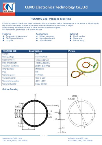 CENO Pancake slip ring PSCN100-03S