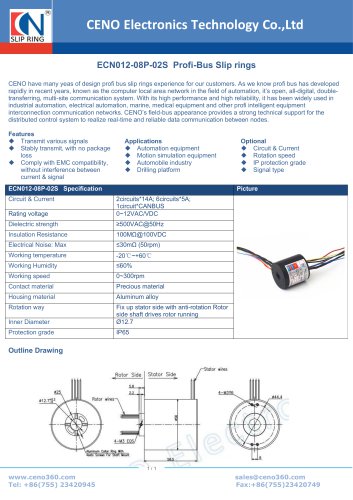 CENO Profibus slip rings IP65 ECN012-08P-02S