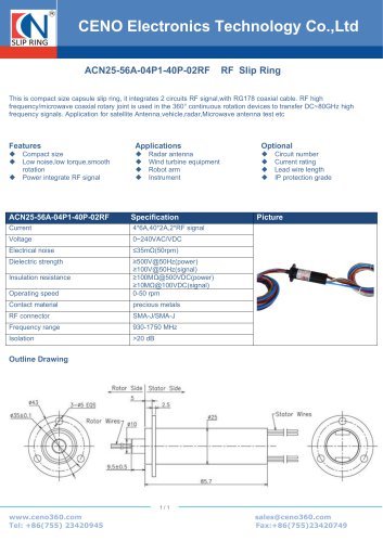 CENO RF Slip Ring ACN25-56A-04P1-40P-02RF