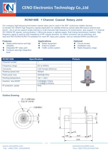 CENO Single Channel Coaxial Rotary Joint RCN0140B