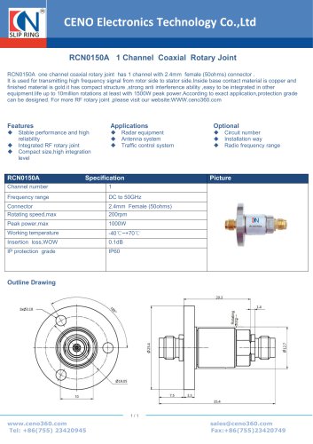 CENO Single Channel  Coaxial  Rotary Joint RCN0150A