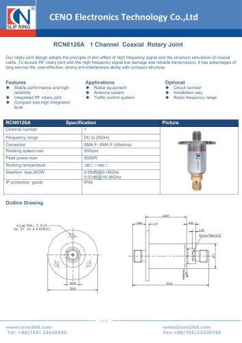 CENO Single channel rotary joint RCN0126A