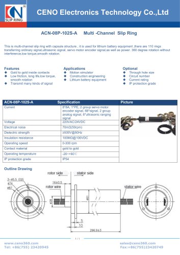 CENO Slip ring with servo motor signal ACN-08P-102S-A