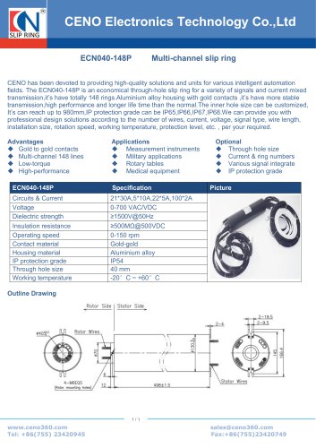 CENO Through bore swivel with 148 channel ECN040-148P