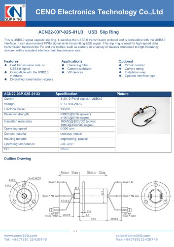 CENO USB3.0 slip ring ACN22-03P-02S-01U3