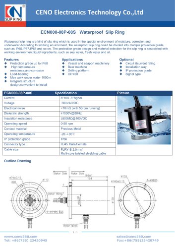 CENO Waterproof slip ring IP66 ECN000-08P-08S