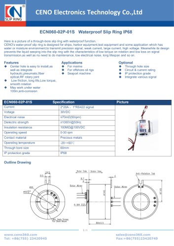 CENO Waterproof Slip Ring IP68 ECN060-02P-01S