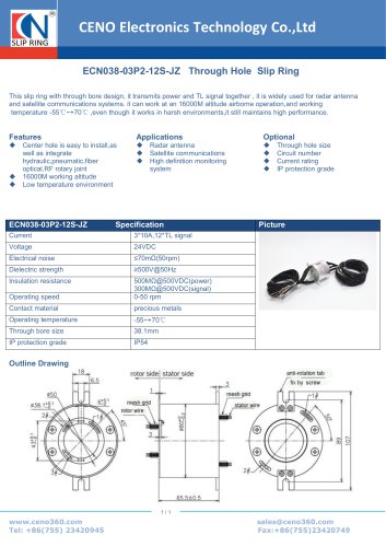 ECN038-03P2-12S-JZ Through Hole Slip Ring