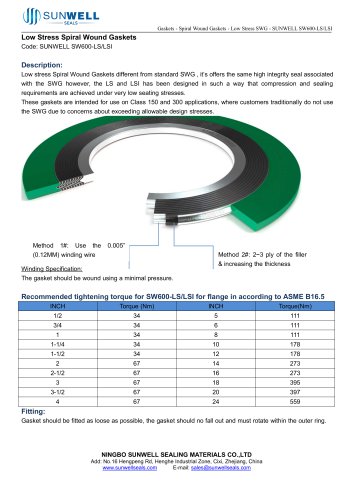 Low Stress Spiral Wound Gaskets