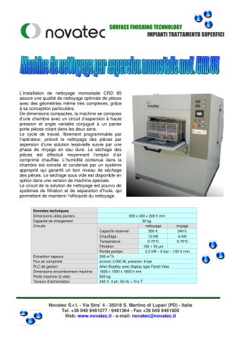 Machine de nettoyage par aspersion monostade mod. CRD 85