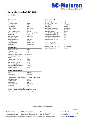 Single-phase motor FBSP 56 B 4
