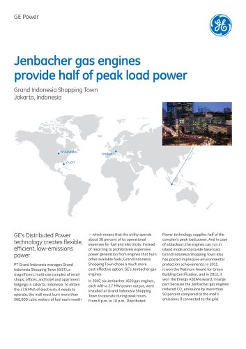 Jenbacher gas engines provide half of peak load power