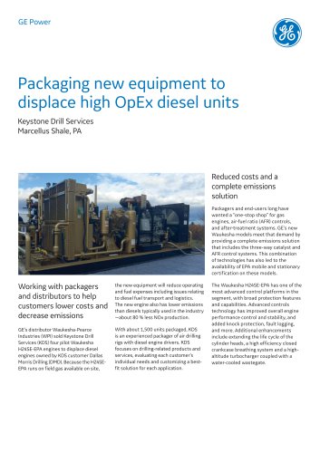 Packaging new equipment to displace high OpEx diesel units