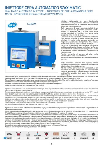 WAX MATIC AUTOMATIC INJECTOR - INJECTEURS DE CIRE AUTOMATIQUE WAX