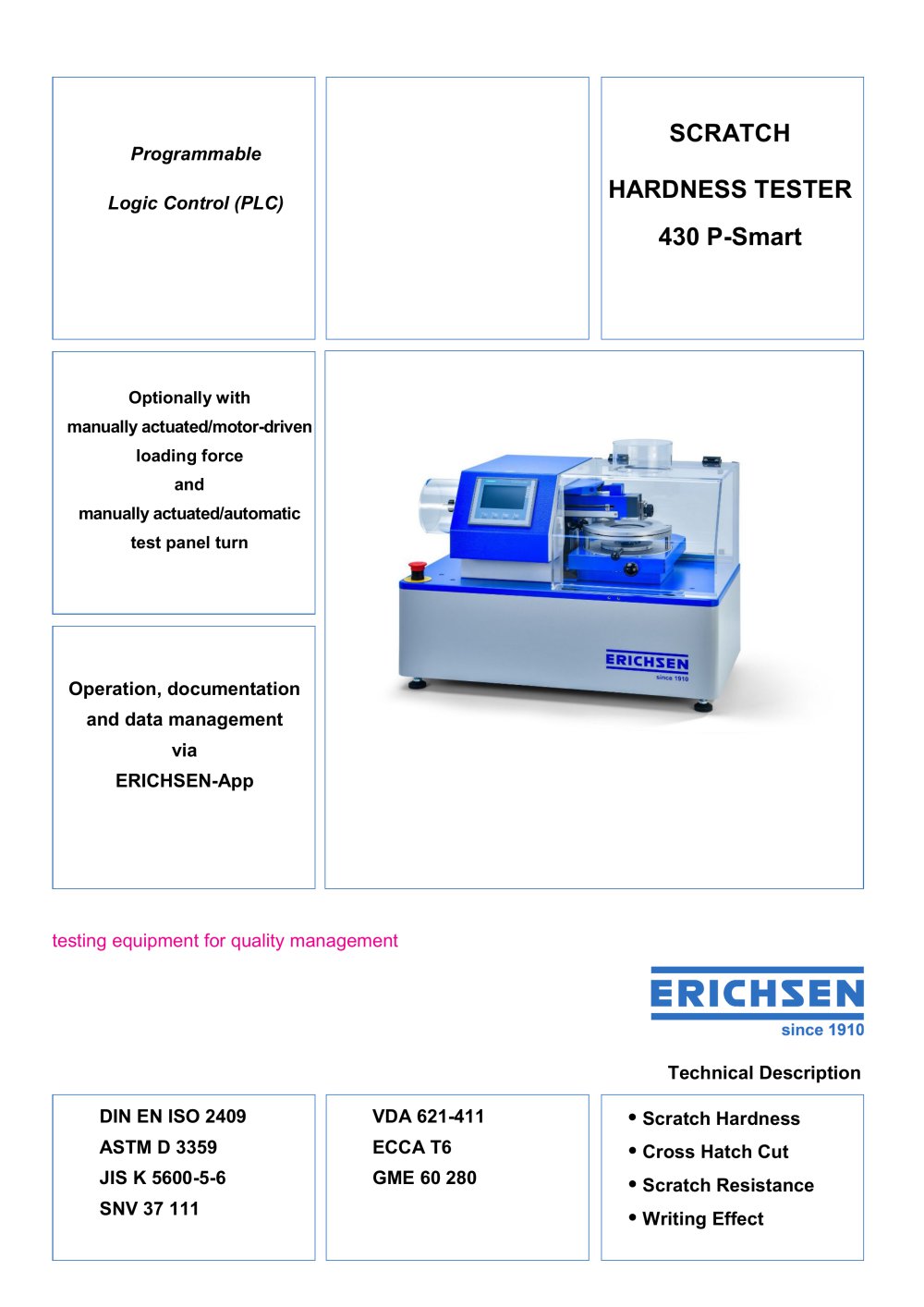 Technical Description Model 430 P-Smart - ERICHSEN GmbH & Co. KG