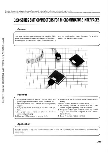 3200 SERIES SMT CONNECTORS FOR MICROMINIATURE INTERFACES