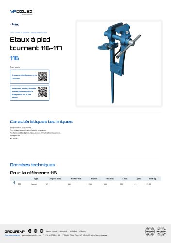 Etaux à pied tournant 116