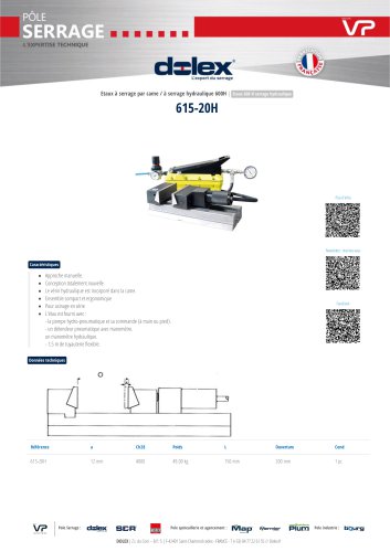 FICHE TECHNIQUE ETAU A SERRAGE HYDRAULIQUE 615-20H