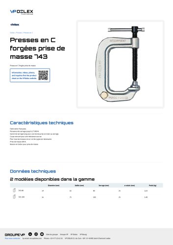 Presses en C forgées prise de masse 743