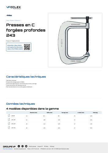 Presses en C forgées profondes 243
