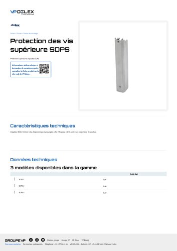 Protection des vis supérieure SDPS