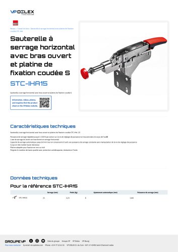 Sauterelle à serrage horizontal avec platine de fixation coudée STC-IHA
